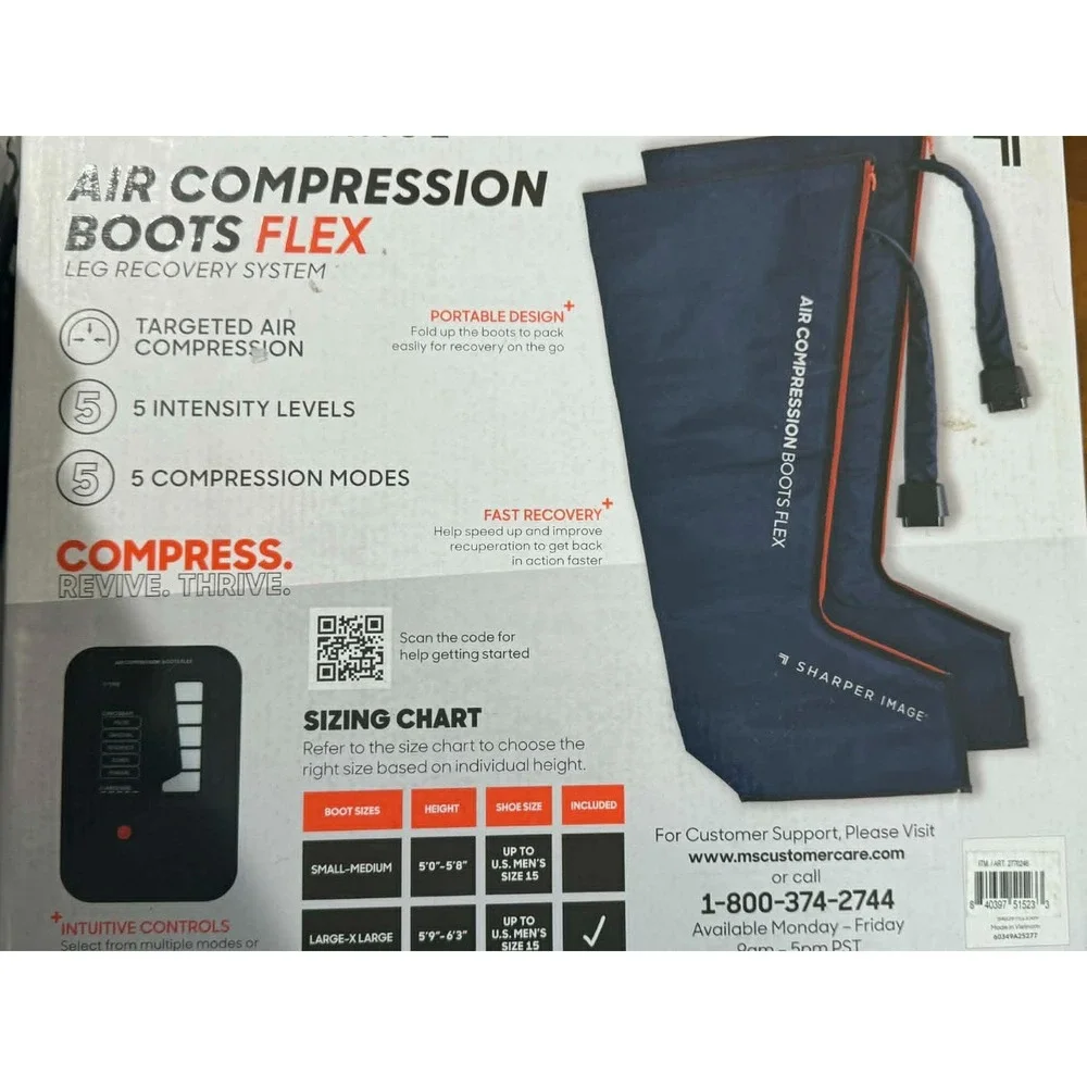 Sharper Image Air Compression Boots Flex Leg Recovery S/M Open Box Never Used